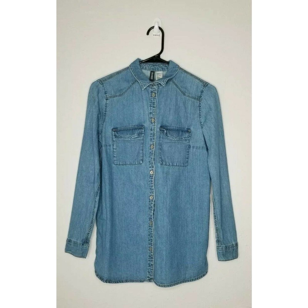 Divided H & M Denim Button Shirt Long Sleeve Sz 4